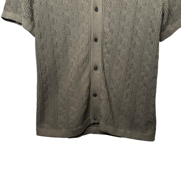 Abercrombie & Fitch Green Knit Sweater Button Down Short Sleeve Shirt Sz M - Picture 5 of 9